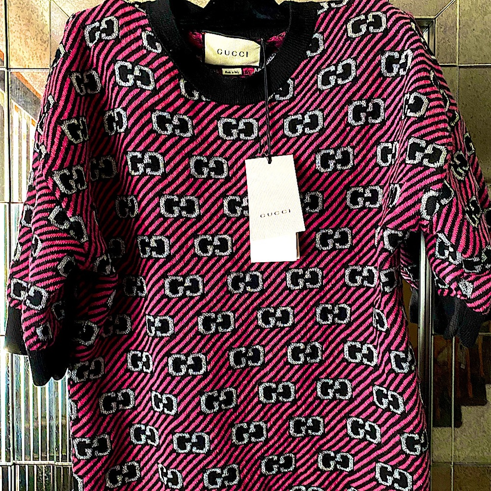 AUTHENTIC GUCCI GG Cotton Lamé Sweater